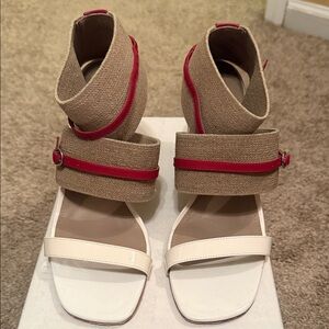 Donald J. Pliner Beige and Red Sandals